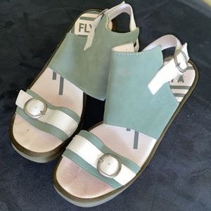 FLY London Leather Ankle Strap Transparent Wedges - Jeno